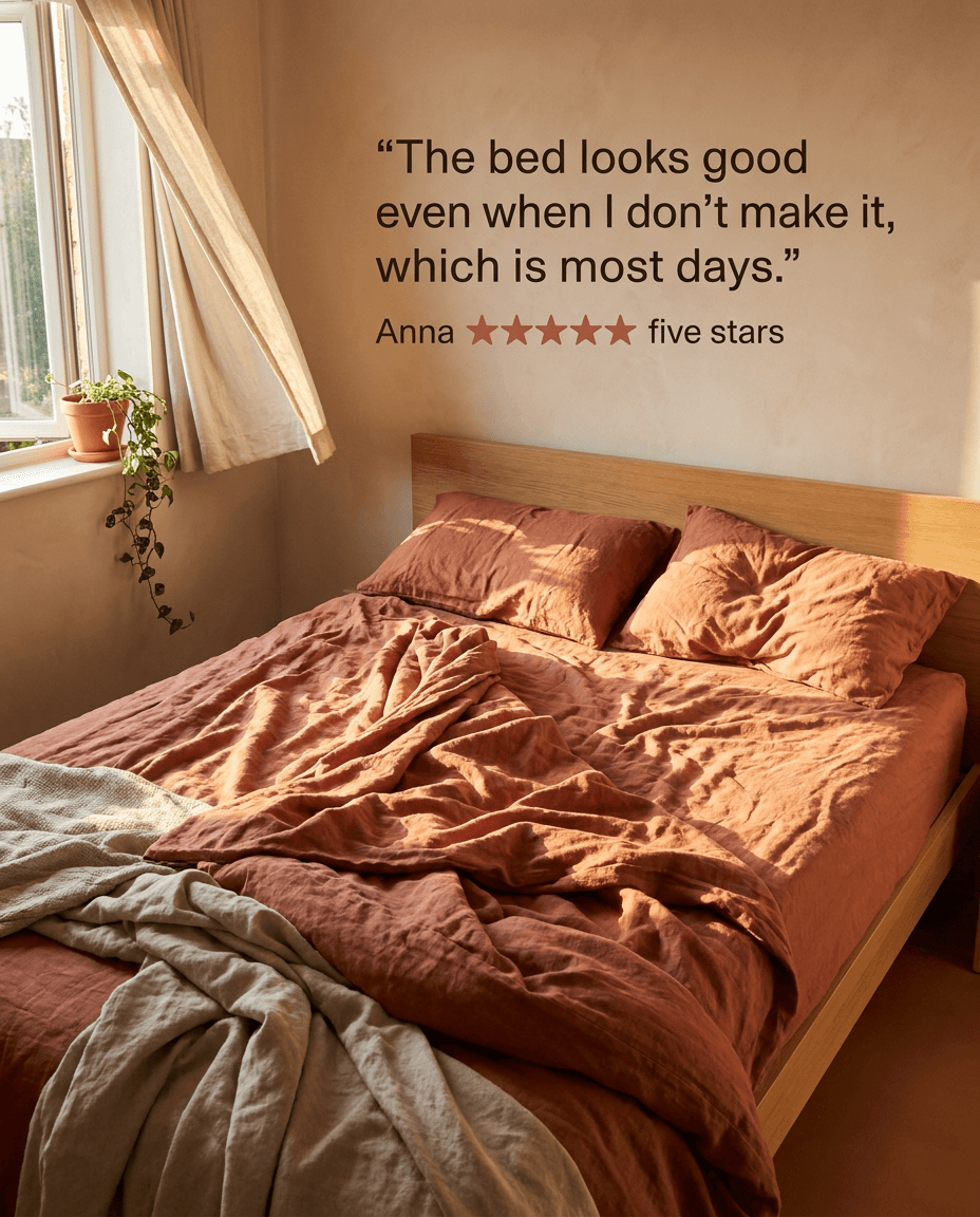 Customer photo ad for Hearth & Loom: Washed Linen Sheet Set, stone-washed for 24 hours